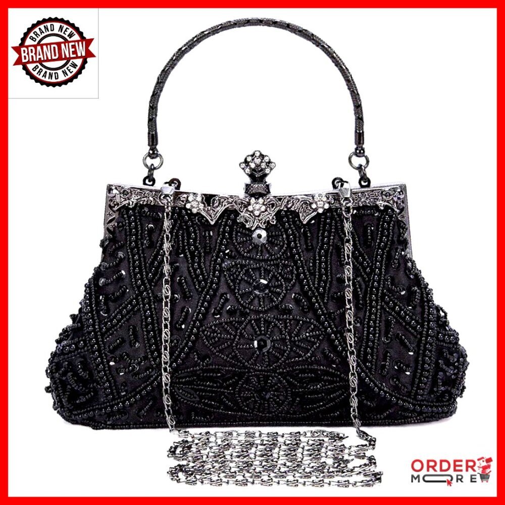 Vintage Beaded Clutch Evening Bag for Formal Wedding Prom Party